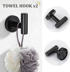 TURS Matte Black Bathroom Hardware Set 5 Piece, SUS304 Stainless Steel Bath Towel Bar Set, 24 Inch Bathroom Accessories Kit Wall Mounted