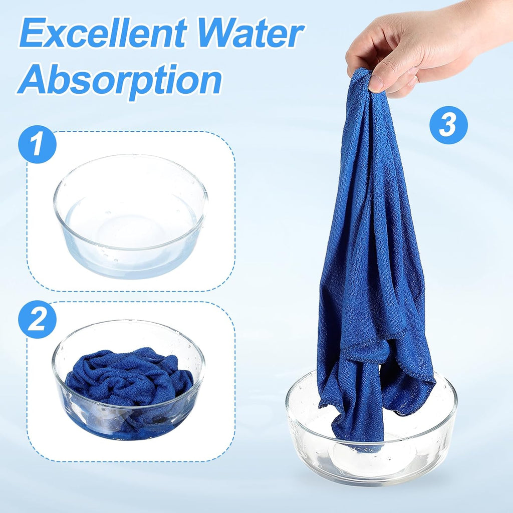 HARFINGTON 6 Pack Microfiber Cleaning Cloth, 24" x 16" Multi-Functional Cleaning Towels Reusable Absorbent Rags for Car Wash Kitchen Household Window Clean, Sapphire Blue