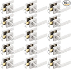 Gobrico 15 Pack Satin Nickel Square Door Levers with Privacy Lock,for Bedroom and Bathrom,Zinc Alloy Made Heavy Duty