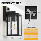 PARTPHONER Dusk to Dawn Outdoor Light Fixtures, 2-Pack Sensor Porch Lights, Waterproof Exterior Wall Sconce Lighting Lamp, Waterproof Wall Lantern for House, Doorway, Garage (Black)