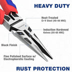 WORKPRO Premium 6” Needle Nose Pliers, Paper Clamp Precision, Heavy-Duty CRV Steel, Soft Grip with Wire Cutter, Long Nose Cutting Pliers