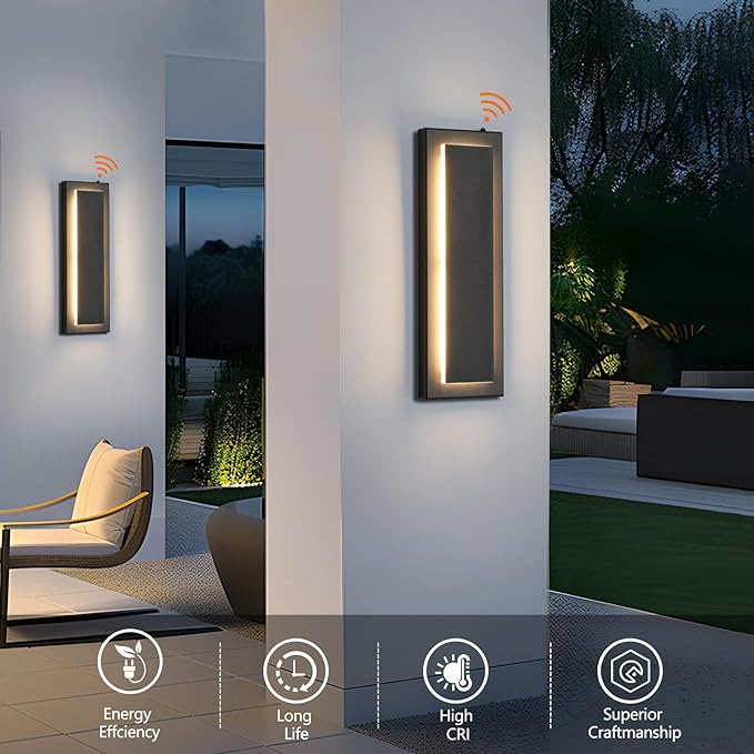 tewei LED Outdoor Wall Sconce Dusk to Dawn Outdoor Lighting, Modern Exterior Lighting Fixtures Matte Black LED Outdoor Wall Lights for House Front Porch, Warm White 3000K, 1 Pack