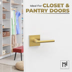 Mega Handles Prime Dummy Lever, Door Handle for Closet or French Doors, Single Side Door Levers, Non-Turning, Fits All Standard Door Sizes, Exposed Screws Included - Satin Brass (1 Pack) 4,29"