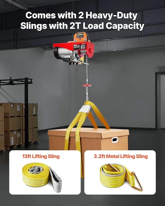 VEVOR 1320lbs Wireless Electric Hoist, 1150W 110V Electric Steel Wire Winch with Wireless Remote Control, 40ft Single Cable Lifting Height & Motor, for Garage Warehouse Factory