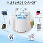 RELAX4LIFE Full-Automatic Portable Washing Machine, 8 LBS Capacity w/6 Programs & 3 Water Levels, LED Display, Drain Pump, Compact Laundry Washer and Dryer Combo for Home, Dorm, Apartment, RV, Camping