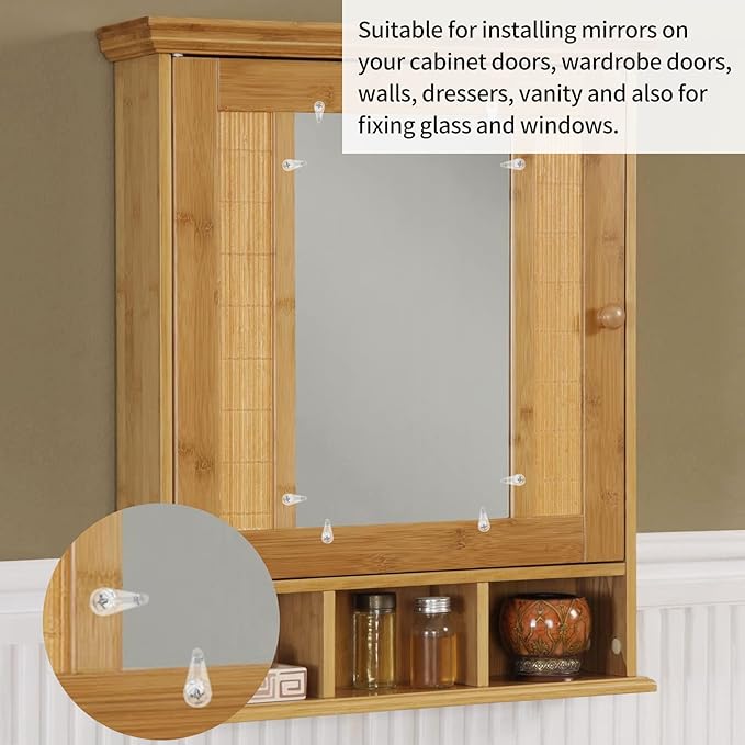 120 Pack Glass Window Retainer Clips - Clear Door Holder Cabinet Panel Bracket Screen Fixing Kit - Mirror Hanging Hardware for Vanity and Window Screen