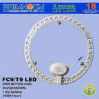 9 Inches LED Circline Light Bulb 18 Watt Replacement for T9 FC9T9 22W, FC10T9 30W, FC12T9 32W Circular Fluorescent Bulb, 6500K Day Light 2200LM, Not Dimmable, 2 Pack