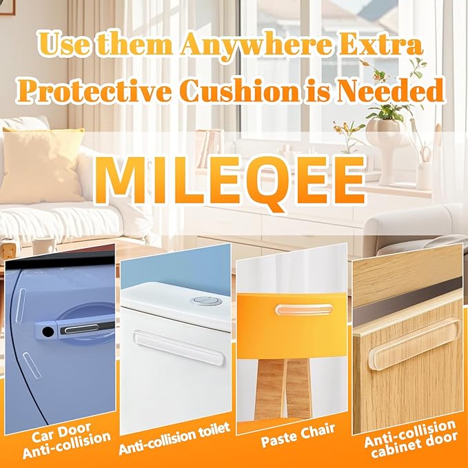 120PCS Clear Protector Strips, Door Wall Bumpers Stopper, Self Adhesive Cabinet Pads Sound Dampening, Cupboard Drawer Cushion Guards, Desk Protective Soft Quiet Cushioning for Furniture Kitchen