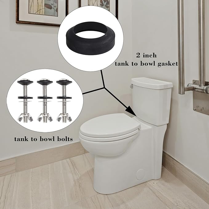 2-Inch Toilet Flush Valve Dual Flush Valve Replacement with Push Button Converter Toilet Tank to Bowl Bolt Kits Water-Saving Toilet Repair Kit, White