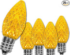 Wintergreen Lighting OptiCore C7 LED Christmas Light Bulbs - 25 Pack Heavy Duty Premium Outdoor Christmas Lights, E12 Base (Gold Faceted)
