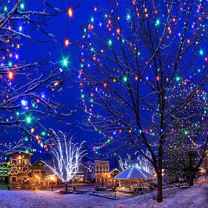 25 Pack C9 LED Replacement Christmas Light Bulbs, E17 Base Led Bulb Outdoor Christmas Lights, Waterproof Commercial Grade Holiday Decoration Replacement Bulbs for String Lights (Blue)