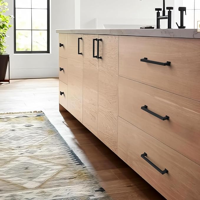 10 Pack 5"(128mm) Matte Black Cabinet Handles Kitchen Cabinet Pulls Black Drawer Handles Cupboard Hardware for Cabinets