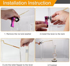 Hibbent Universal Metal Side Mount Toilet Handle Replacement Kit, Brass Toilet Flush Tank Lever with Stainless Steel Flapper Chains for Most Toilets, Rainbow