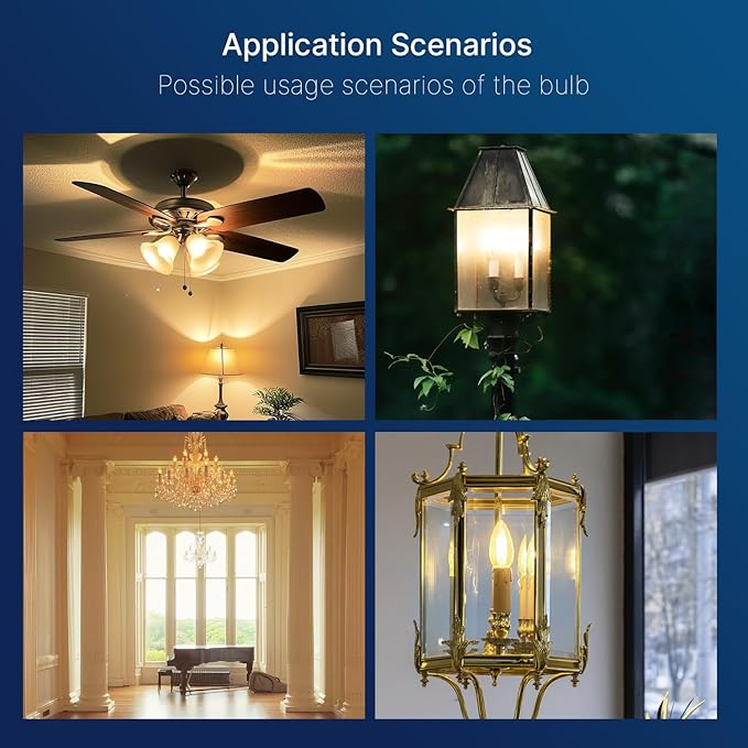 FLSNT 60W Equivalent LED Chandelier Light Bulbs, Dimmable LED B11 E26 Candelabra Base Bulbs, 3500K Natural White, 550LM, 12 Pack UL,CA65 Listed.