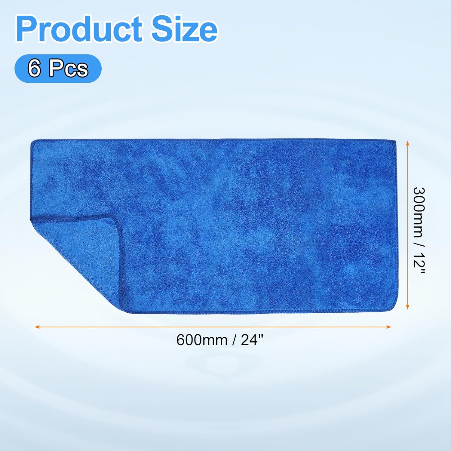HARFINGTON 6 Pack Microfiber Cleaning Cloth, 24" x 12" Multi-Functional Cleaning Towels Reusable Absorbent Rags for Car Wash Kitchen Household Window Clean, Sapphire Blue