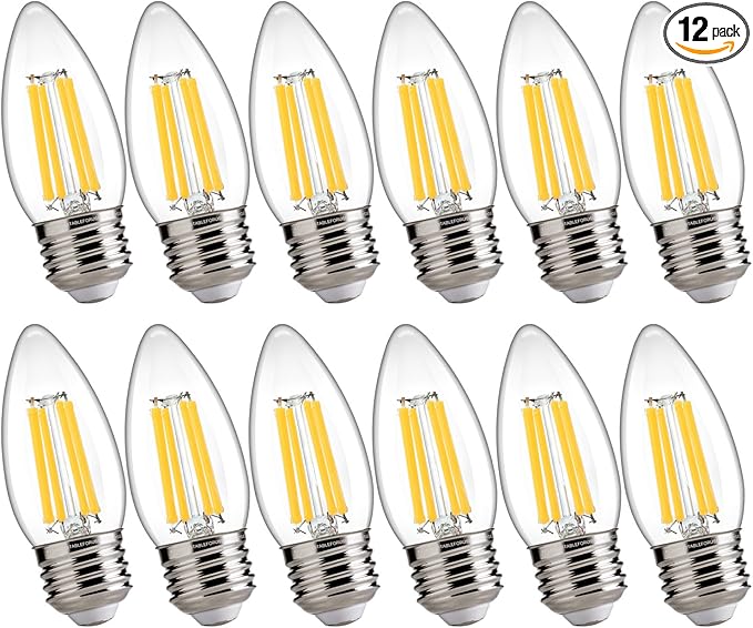 FLSNT 100W Equivalent LED Chandelier Light Bulbs E26 Base, 5000K Daylight Dimmable LED Candelabra Bulbs, 800LM, 12Pack UL,CA65 Listed.