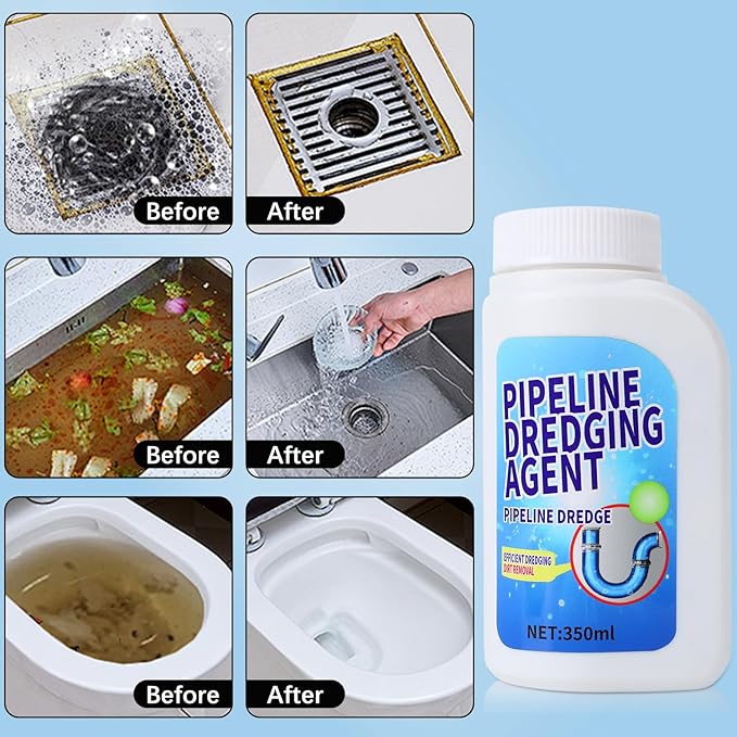 Pipeline Dredging Agent, 350ml Drain Clog Remover Agent,Kitchen Unblocker, Powerful Pipe Unclogger Powerful Sink And Drain Cleaner, for kitchen toilet pipe quick cleaning tool