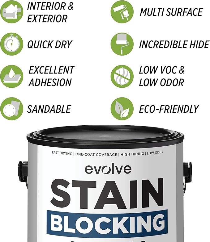 Evolve Ultimate Pro Stain Blocking Primer: Quick-Dry, Low Odor, Superior Stain-Blocking Primer,(1 Gallon)