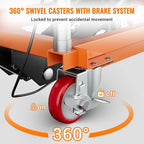 Hydraulic Lift Table Cart, 1100 LBS Capacity 28.5 in Lifting Height, Manual Single Scissor Lift Table with Locking Wheels and Non-Slip Pad, Hydraulic Scissor Cart for Material Handling
