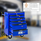 5-Drawer Steel Rolling Tool Cart with Wheels & Handle, Heavy-Duty Tool Chest Storage Cabinet for Garage and Workshop