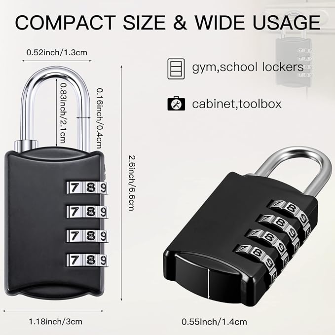 25 Pcs 4 Digit Combination Locks Combination Padlock Luggage Number Locks Outdoor Waterproof Resettable Padlock for Door Traveling School Gym Locker Suitcases Employee Hasp Storage