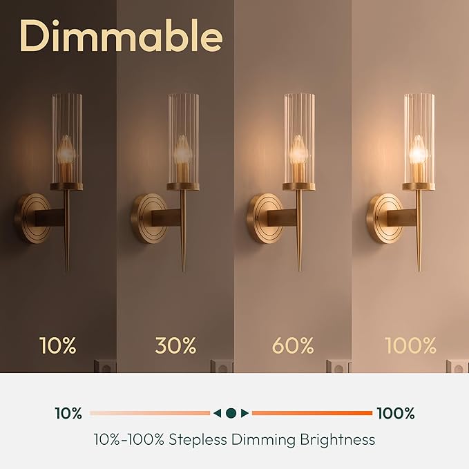 ALAMPEVER E26 LED Bulb 60W Equivalent, Dimmable B11 Candelabra Light Bulbs, 2700K Soft White, 450LM, Vintage Edison Style, Perfect for Ceiling Fans & Home Decor, 6 Pack