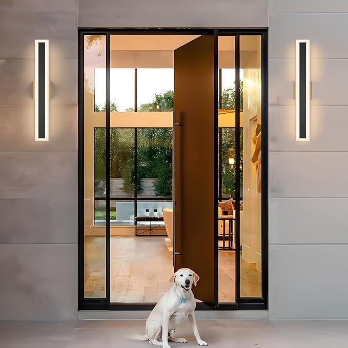 LamQee 23.6 Inch Long Outdoor Wall Lights Modern Exterior Lighting Fixtures for House, Waterproof 3000K 19W 950LM LED Linear Outdoor Wall Sconces Lighting for Porch Patio Garage Door Yard Indoor