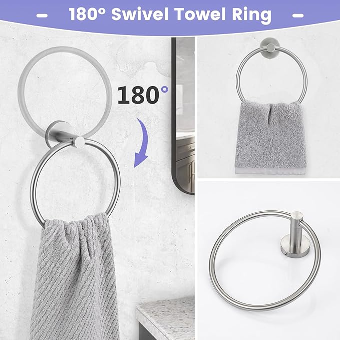 YACVCL 10 Pieces Brushed Nickel Bathroom Hardware Accessories Set, 27.5 Inch Towel Bar Set SUS304 Stainless Steel Towel Holder Set for Bathroom,Wall Mounted Towel Rack Set