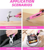Tool Set Pink-40 Piece - General Household Hand Tool Kit with Plastic Toolbox Storage Case(Pink)