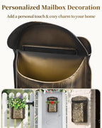 Uniclife Wall Mount Mailbox, Mailboxes for Outside, Decorative Vintage Mailbox, Metal Mail Box for House Decorations, Door Mail Box Decor for Home Garden & Outdoor, (No Locking Mechanism)