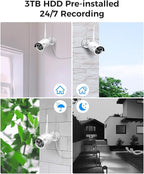 [Wireless Pro, 100ft Range] Hiseeu Wireless Security Camera System, Expandable 16CH 4K NVR, 4Pcs 3MP Night Vision WiFi Cameras Home Surveillance Outdoor, Motion Detection, 1TB HDD, One-Way Audio