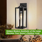 20inch Large Outdoor Wall Lights - 2 Packs Modern Black Exterior Light Fixture with Clear Glass Shade, Waterproof Porch Lighting for House, Farmhouse Sconces Lantern for Front Door, Garage