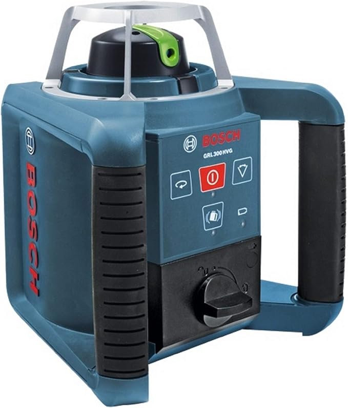 BOSCH GRL 300 HVG Self-Leveling Green-Beam Rotary Laser, Includes 2 D Batteries, Remote Control, Wall Mount, Laser Target, Laser Glasses, & Carrying Case