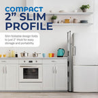 Step Ladder 4 Step Folding, Decorative - Beautiful Gray Wood & Silver Aluminum, Ultra Slim Profile, Anti Slip Steps, Sturdy-Portable for Home, Office, Kitchen, Photography Use,by SORFEY