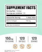 BulkSupplements.com Marine Collagen Softgels - Collagen Supplement, Collagen for Women & Men, 150mg of Collagen - Gluten Free, 1 Softgel per Serving, 120 Count (Pack of 1)