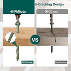 #14 x 10 Wood Structural Screws 50 Pack Hex Head Lag Screws, Rust Resistant Timber Screws for Timber/Log/Landscaping Wood (Green)