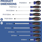WORKPRO 10-Piece Magnetic Screwdriver Set with Pouch, Phillips, Slotted, Flat Head Screwdriver Include Magnetizer, Screwdriver with Non-Slip Grip, for Home Repair and DIY Projects