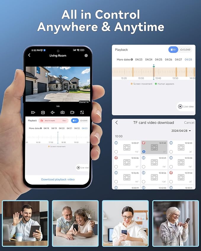 Wireless Security Camera System Outdoor: Dual Lens 6MP 10X Hybrid Zoom Auto-Track PTZ 4PCS 4K 10CH DVR with 1TB HDD for Home Security