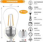 Replacement Bulbs for String Lights, 2W S14 Shatterproof Outdoor LED Light Bulbs, 2700K Soft White, E26 Base, AC120V, Not Dimmable, 30 Pack