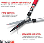 Kimura® Pro Telescopic Garden Shears - Premium Hedge Shears, Patented Gearing Technology, Lightweight Extendable Aluminium Handles, Japanese SK5 Steel Blades, Heavy Duty Gardening Shears - 650-850mm