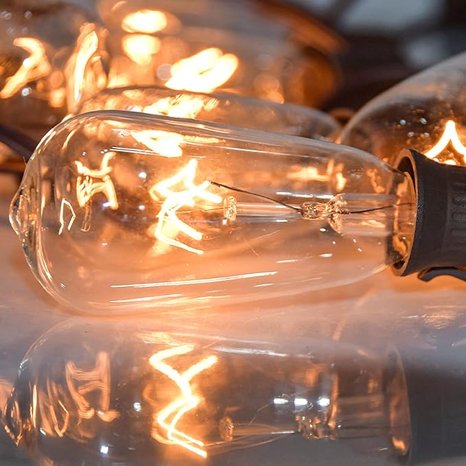 10 Pack Replacement Bulbs for Outdoor String Lights, ST40 Clear Edison Light Bulbs with 7W E17 Intermediate Screw Base Vintage Light Bulbs for Indoor Outdoor Christmas Patio Backyard Decor, Warm White
