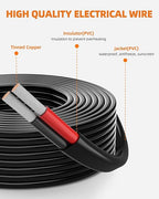 18 Gauge Wire, 18 AWG 2 Conductor Electrical Wire, Flexible/Oxygen-Free Tinned Copper/Stranded PVC 18/2 Cord for Automotive, Marine, LED Strips, Solar, RV, Lighting (30FT)