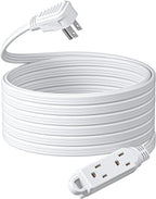 DEWENWILS 3 Outlet Extension Cord with Flat Plug, 25 FT 16/3 Awg Grounded Power Cable for Indoor Use, SPT-3 Cord, White, ETL Listed, 1 Pack