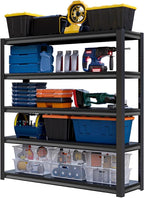 Shelving Units and Storage, 1800LBS Garage Storage Shelves, 5 Tier Shelving Unit, Steel Industrial Shelving, Adjustable Standing Shelf for Garage, Pantry, Closet 71" H x 36" W x 16" D, Black