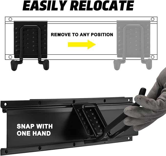 AIRTOON Garage Tool Organizer, 48 Inch Garage Organizer Wall Mounted Storage System with 9 Hooks, Max Load 500lbs Garage Storage for Garden Tools, Shovels, Trimmers, Hoses