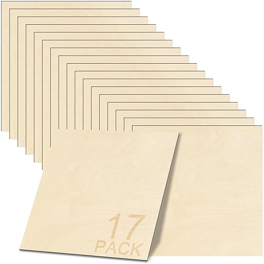 GSCIT Club 17 PCS Birch Wood Veneer, 12 inch x 12 inch Wood Edge Banding Pre-glued Flexible, Veneer Tape Banding for Cabinet Repair Furniture Restoration