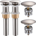 Bathroom Sink Drain Stopper Without Overflow, Pop Up Drain with Detachable Hair Catcher for Lavatory Vanity Vessel Sink, Brushed Nickel 2 Pack, RM082B-P2