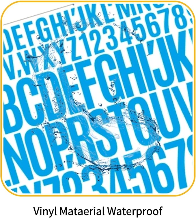 10 Sheets 780 Pcs Vinyl Letter & Number Stickers - Waterproof, Self-Adhesive Alphabet for Mailbox, Door, Window, Cars, Boats, Address(Blue, 1in & 2in)