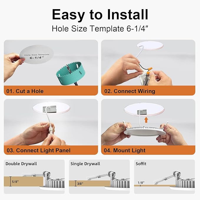 Smart Recessed Lighting, 6 Inch 12W 1080LM(100W/120W Bulbs Equivalent) RGBCW Canless Recessed Lights Wireless Control Color Changing LED Soffit Lights with Junction Box, 12Pack