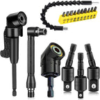 17 Pcs Flexible Drill Bit Extension 105 Degree Right Angle Drill Adapter,360° Rotatable 1/4 3/8 1/2" Impact Grade Socket Adapter Set,90° Angled Bits,Super Bit Shaft Extension Bits,Screwdriver Bit Set